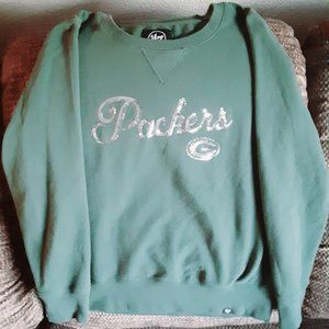 Green Bay Packers Women's Green Bling Crew neck Sweatshirt